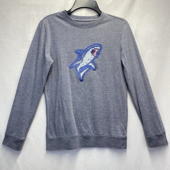 Cat & Jack Round Neck Long Sleeve T-Shirt Shark Graphic Boy's Large 12/14 Gray - Picture 1 of 16